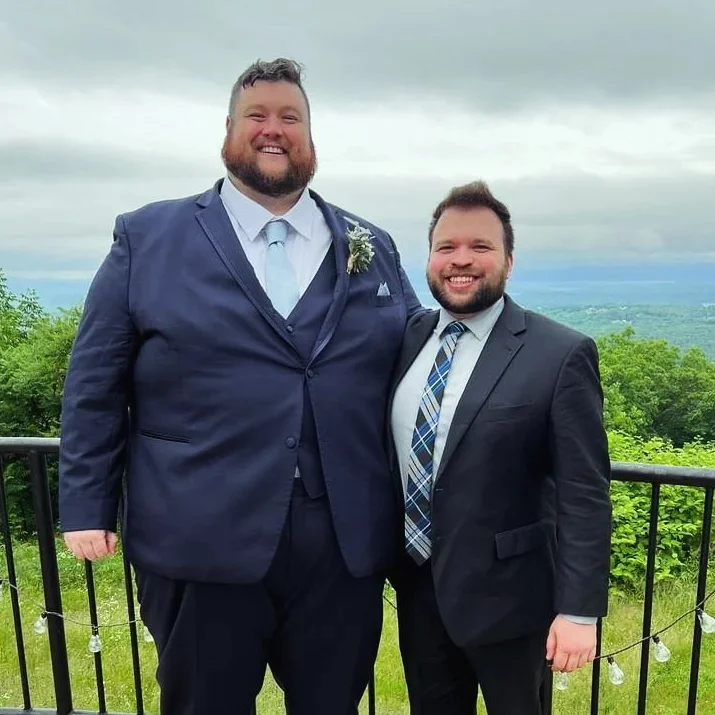 15 Plus Size Groom Outfit Ideas Trending in 2026 7 Navy Three Piece With a Pale Blue Tie for an Outdoor Ceremony