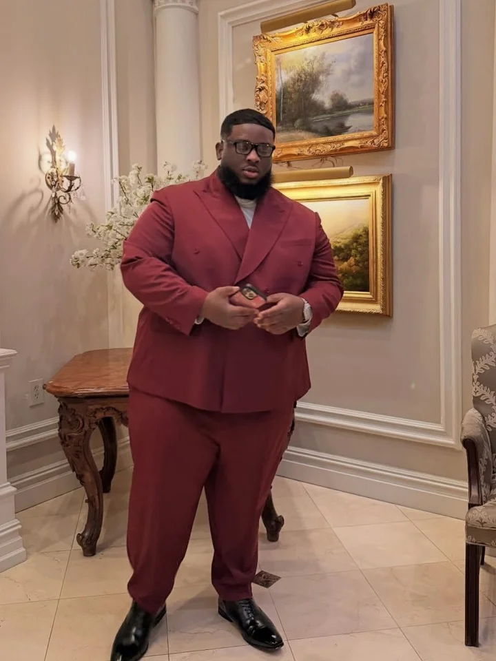 15 Plus Size Groom Outfit Ideas Trending in 2026 11 Deep Burgundy Double Breasted Suit for an Indoor Evening